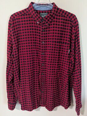 Woolrich Red/Black Mini-Plaid Cotton Flannel Shirt - Men's 2XL Long